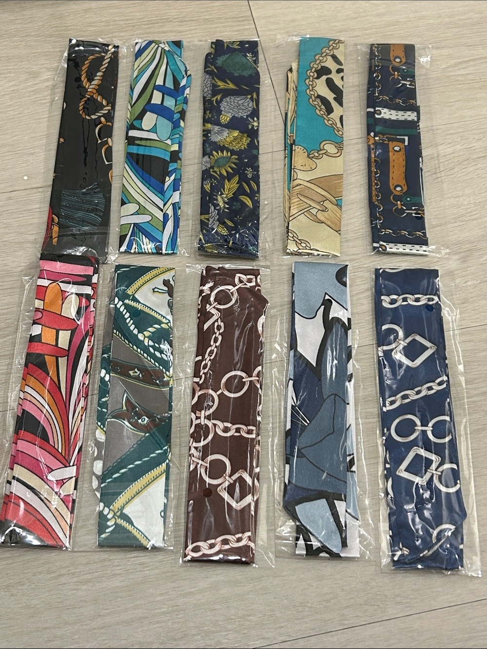 Purse Satin Scarf Set of 10 #18—Various Patterns and Colors